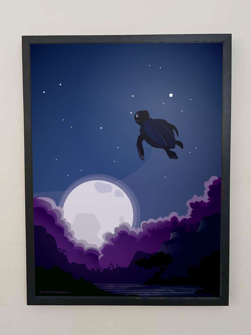 The poster Night Sky in a black frame on a wall