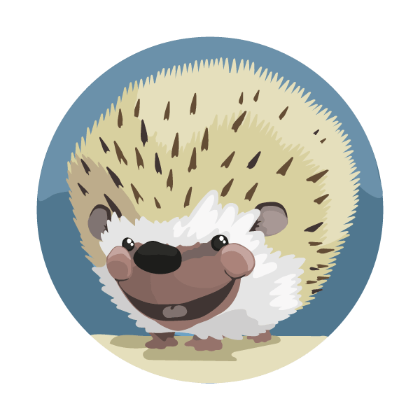 Pet portrait of a cute round african white hedgehog
